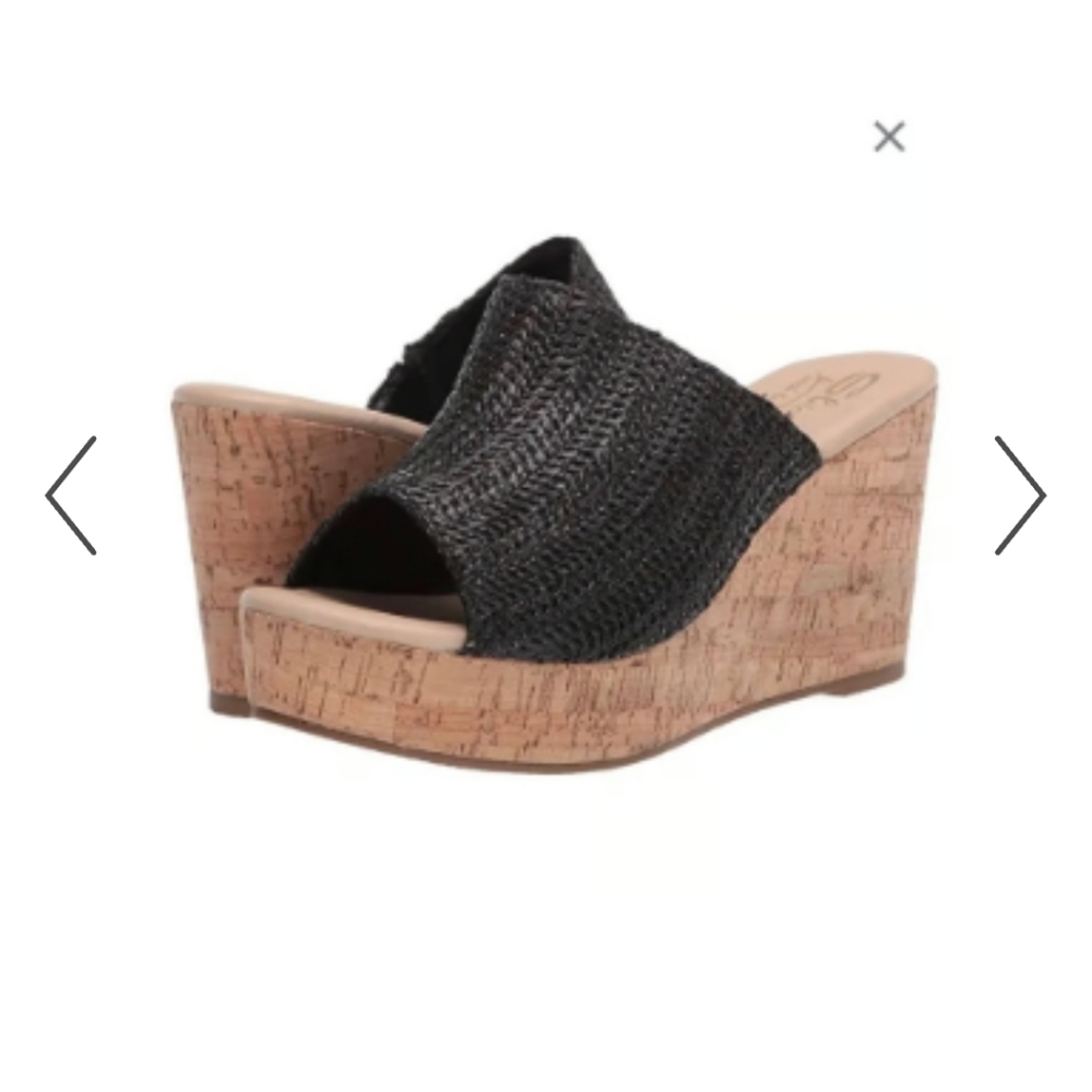 Sbicca Denali Wedge Sandals Black US Women’s Size 8 NIB slip On, Open Toe, Cork - Picture 9 of 12
